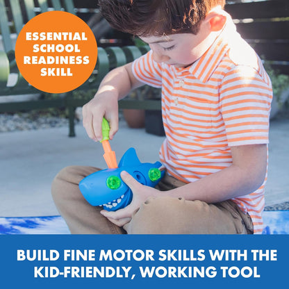 Learning Resources Resources-4178, tiburón Design & Drill, Juguetes niñas de 3 años, Habilidades motoras Finas, construcción y edificación para educación Infantil, Multicolor, M (EI-4178