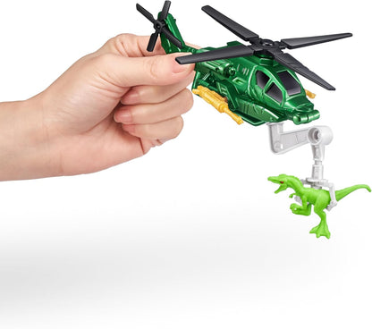 ROBO ALIVE Dino Escape, Series 1, Dinosaur and Helicopter Playset, Battery-Powered Robotic Light Up Toy, (T-Rex