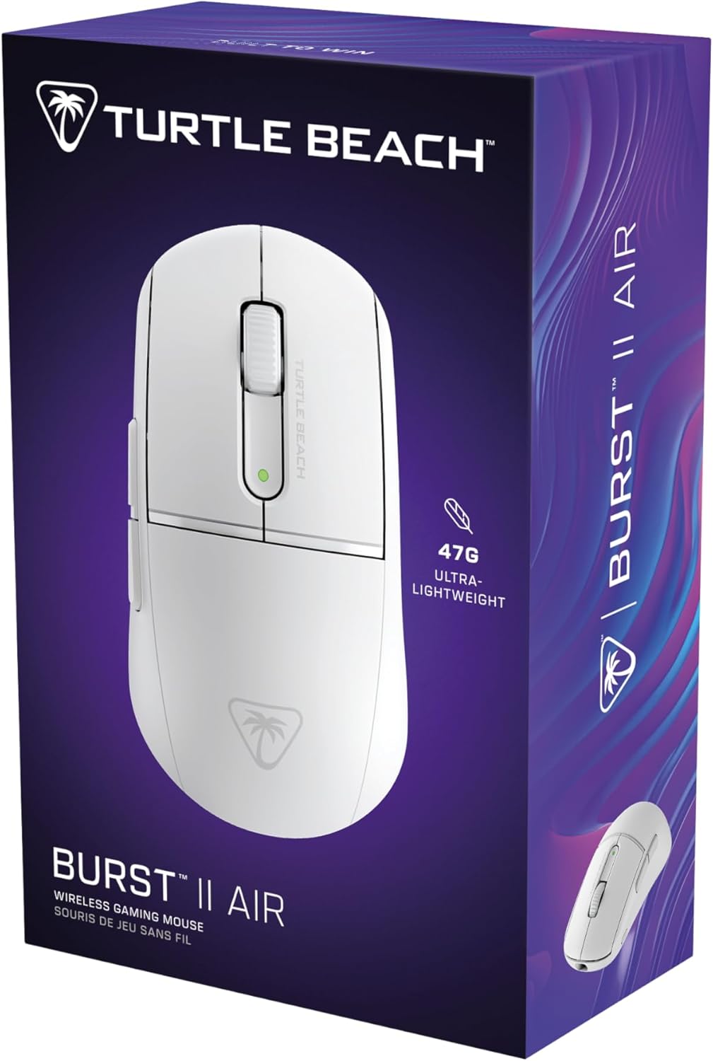 Turtle Beach Burst II Air - 2,4GHz-draadloze gamemuis: ultralicht met 47 gram, optische switches, symmetrisch, optische sensor van 26K DPI, Bluetooth, batterijvermogen van 120h, USB-C-kabel
