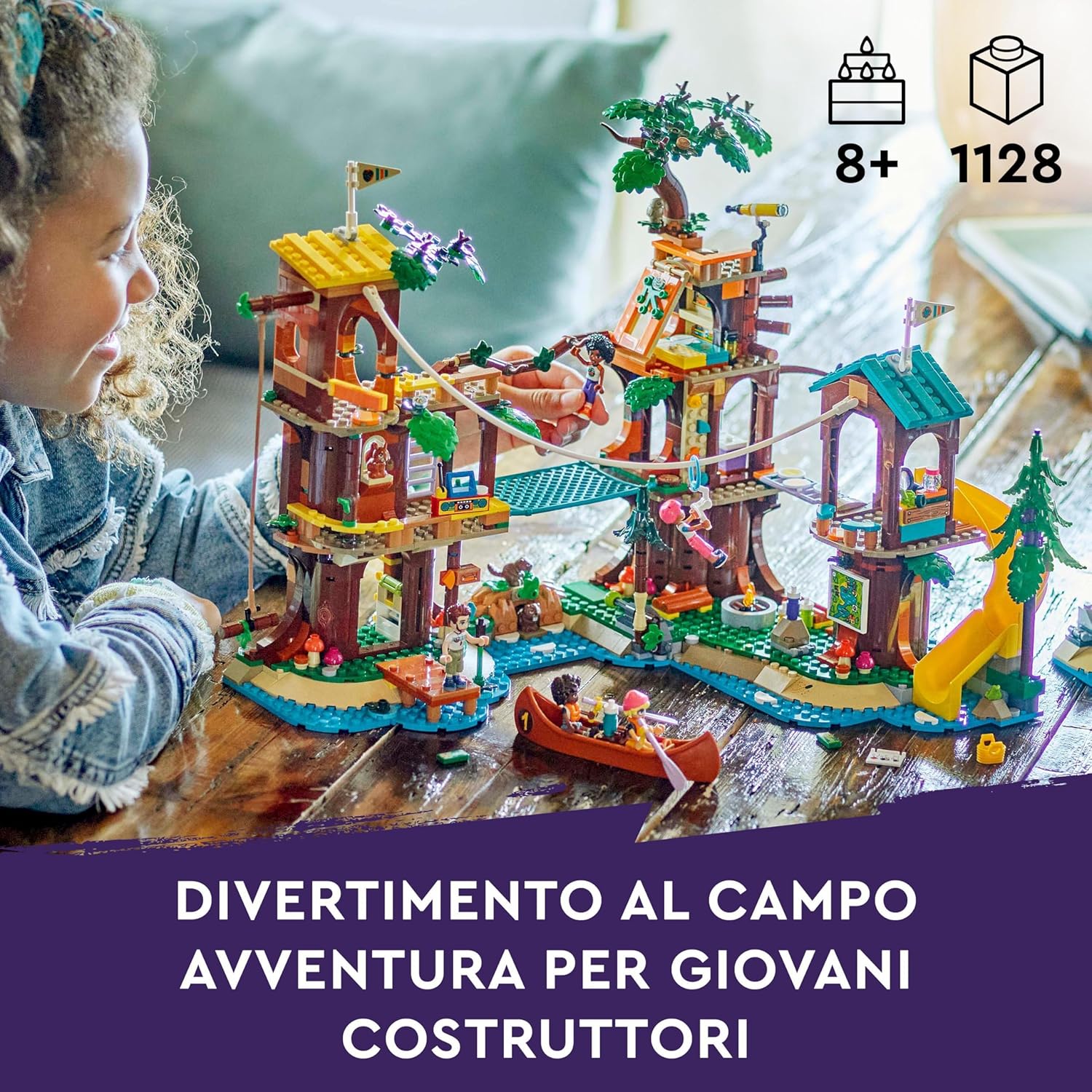 LEGO Friends Adventure Camp Tree House Camping Playset Toy for 8 Plus Year Old Girls and Boys, Building Set, 5 Mini-Dolls and 5 Animal Figures, Birthday Gift Idea for Kids 42631