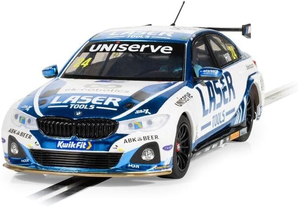 Scalextric Cars - C4526 BMW 330e NGTC - Laser Tools - Jake Hill 2023 - Toy Slot Car for use Race Tracks or Set - Small Kids Gift Ideas for Boy/Girl Ages 3 Accessories