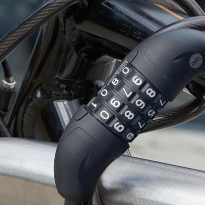 Yale Cavo di sicurezza con combinazione Serie Essential YCC0/10/180/2 lunghezza cavo 1800mm, Acciaio Intrecciato, Codice a 4 cifre, Testato con spray salino per 96 ore, Supporto per bici
