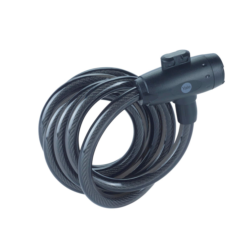 Yale Cavo di sicurezza con chiave Serie Essential YCK0/12/200/2 spessore 12mm, lunghezza cavo 2000mm, Acciaio Trecciato, Incluse 2 Chiavi, Testato con spray salino per 96 Ore, Supporto per Bici