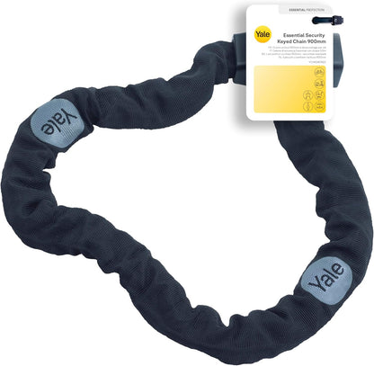 Yale Catena di sicurezza con chiave Serie Essential YCHK0/8/90/2 lunghezza 900mm, Lega di Zinco, Incluse 2 Chiavi, Testato con spray salino per 96 Ore, diverse opzioni di chiusura