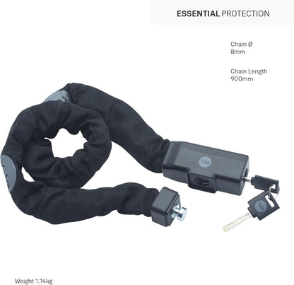 Yale Catena di sicurezza con chiave Serie Essential YCHK0/8/90/2 lunghezza 900mm, Lega di Zinco, Incluse 2 Chiavi, Testato con spray salino per 96 Ore, diverse opzioni di chiusura