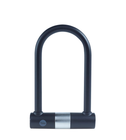 Yale Lucchetto di sicurezza a U con chiave Serie Essential YUL0/18/192/2 lunghezza 250mm, Acciaio Indurito, Incluse 2 Chiavi, Testato con spray salino per 96 Ore, Supporto per Bici