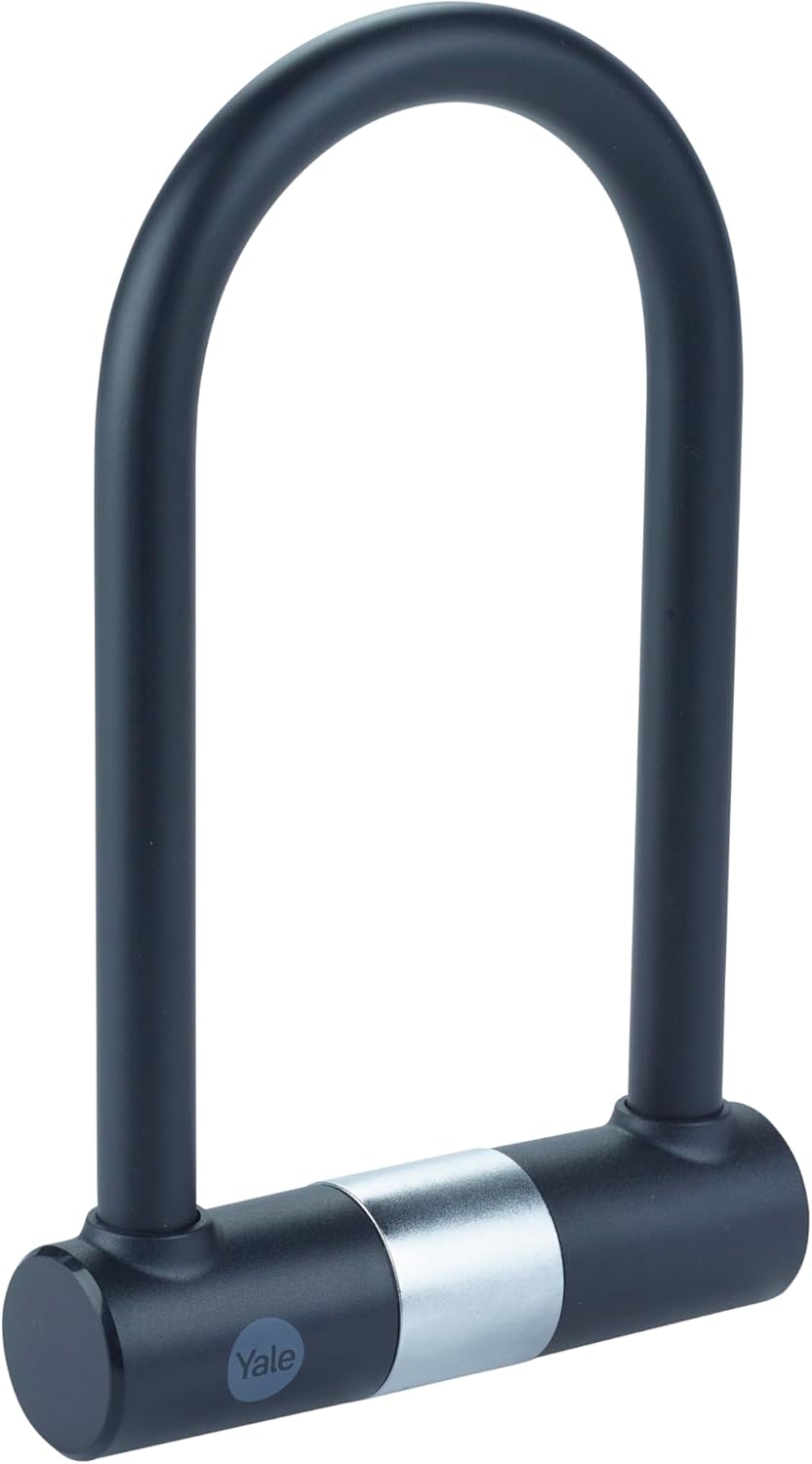 Yale Lucchetto di sicurezza a U con chiave Serie Essential YUL0/18/192/2 lunghezza 250mm, Acciaio Indurito, Incluse 2 Chiavi, Testato con spray salino per 96 Ore, Supporto per Bici