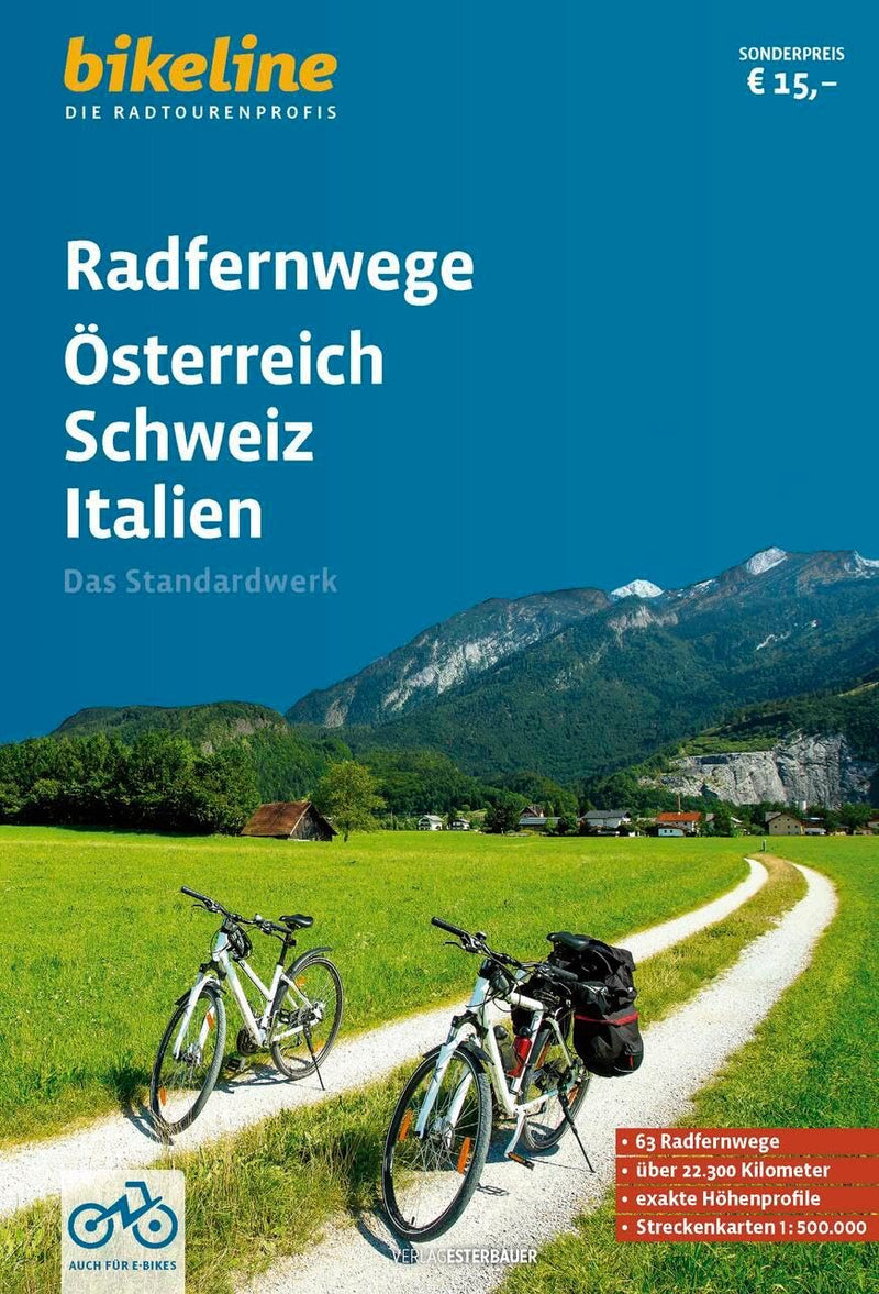 Radfernwege Österreich, Schweiz, Italien: 63 Radfernwege, über 22.800 km, 1:500.000 (bikeline Panorama