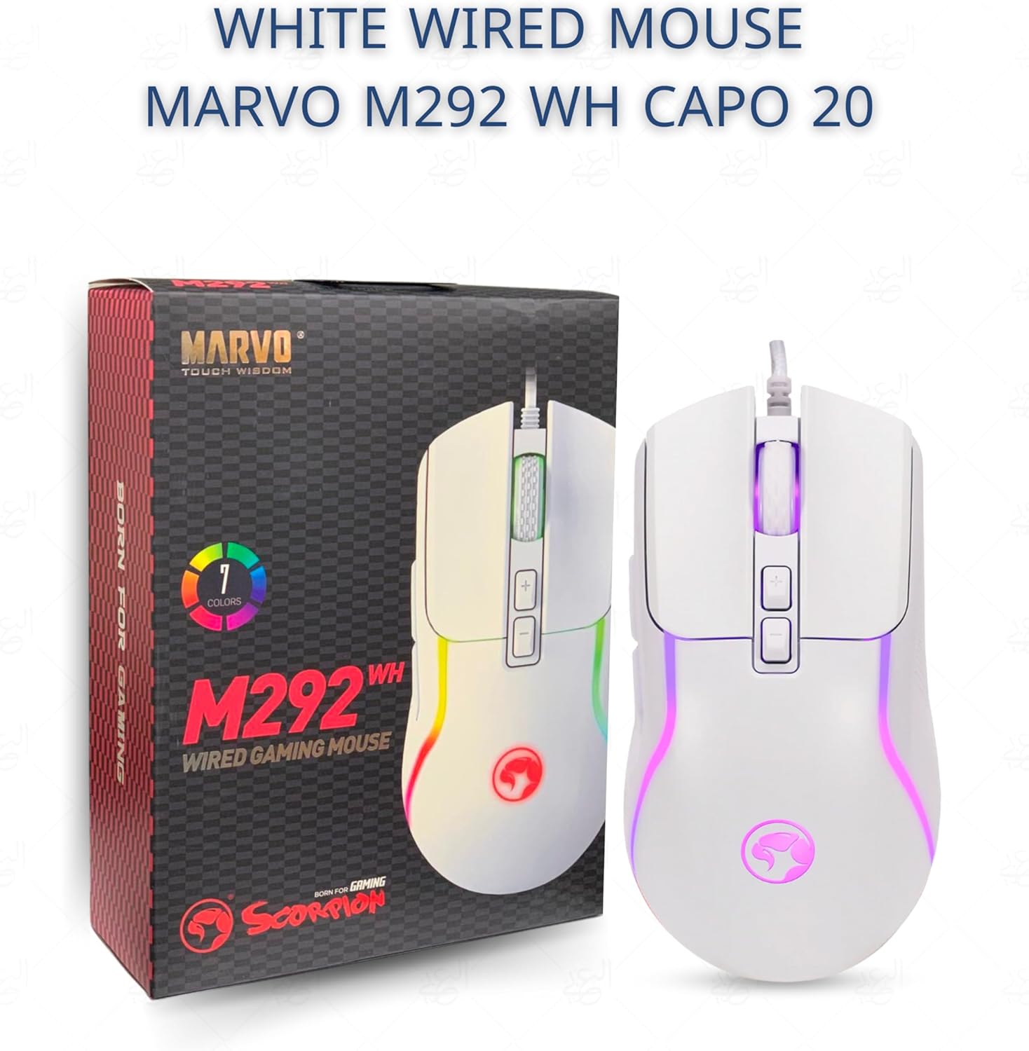 Marvo Scorpion M292 WH CAPO wired Gaming Mouse 7 colors lighting 8000 DPI - White