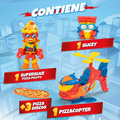 SUPERTHINGS - Pizzacopter. The SuperThings Helicopter with Pizza Disc Launcher. Includes 1 Exclusive Kazoom Kid And 1 Exclusive SuperThing