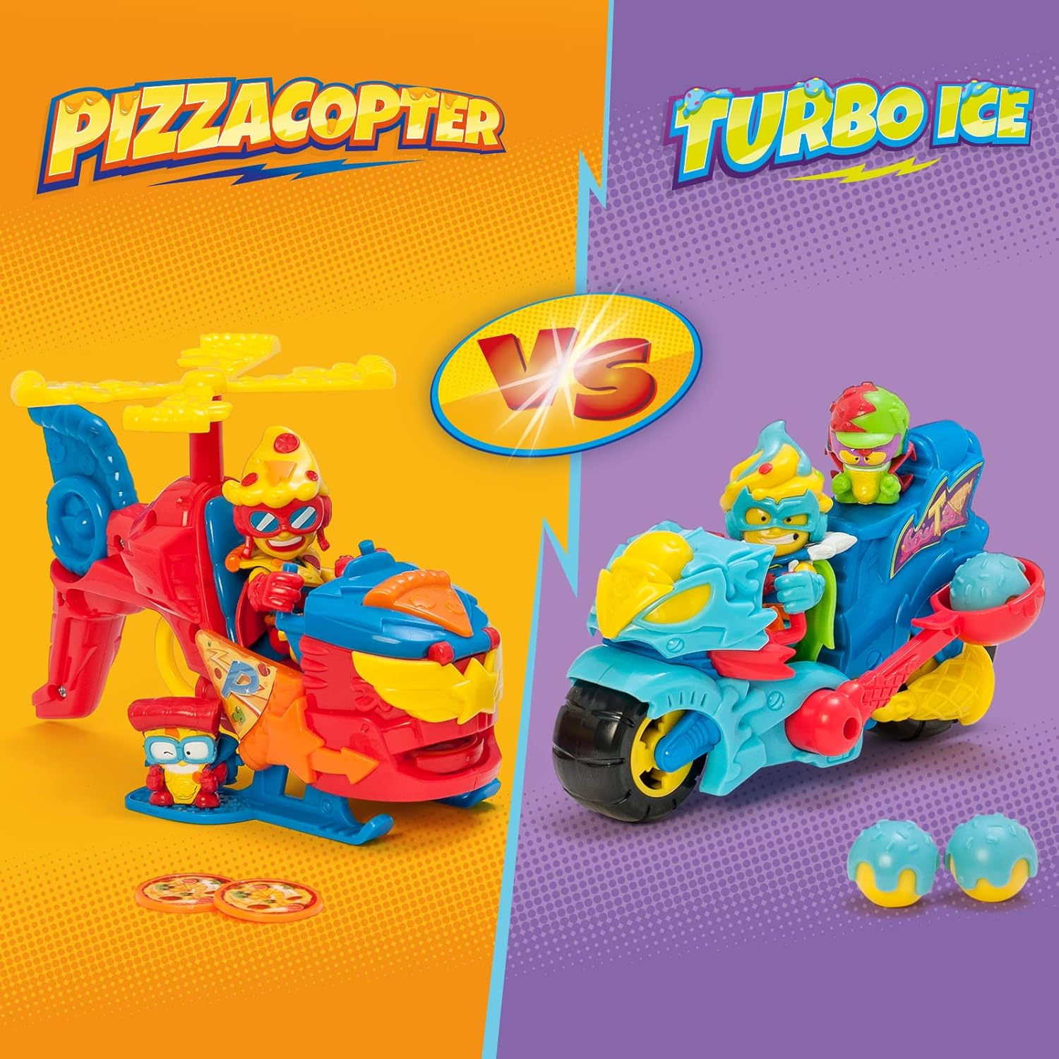 SUPERTHINGS - Pizzacopter. The SuperThings Helicopter with Pizza Disc Launcher. Includes 1 Exclusive Kazoom Kid And 1 Exclusive SuperThing