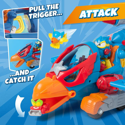 SUPERTHINGS – Wild Eagle, Avión águila de los SuperThings. Incluye 1 Wild Kid y 1 Wild SuperThing héroe exclusivos. Disparador y gatillo para Abrir el Pico del avión águila y capturar a los Villanos