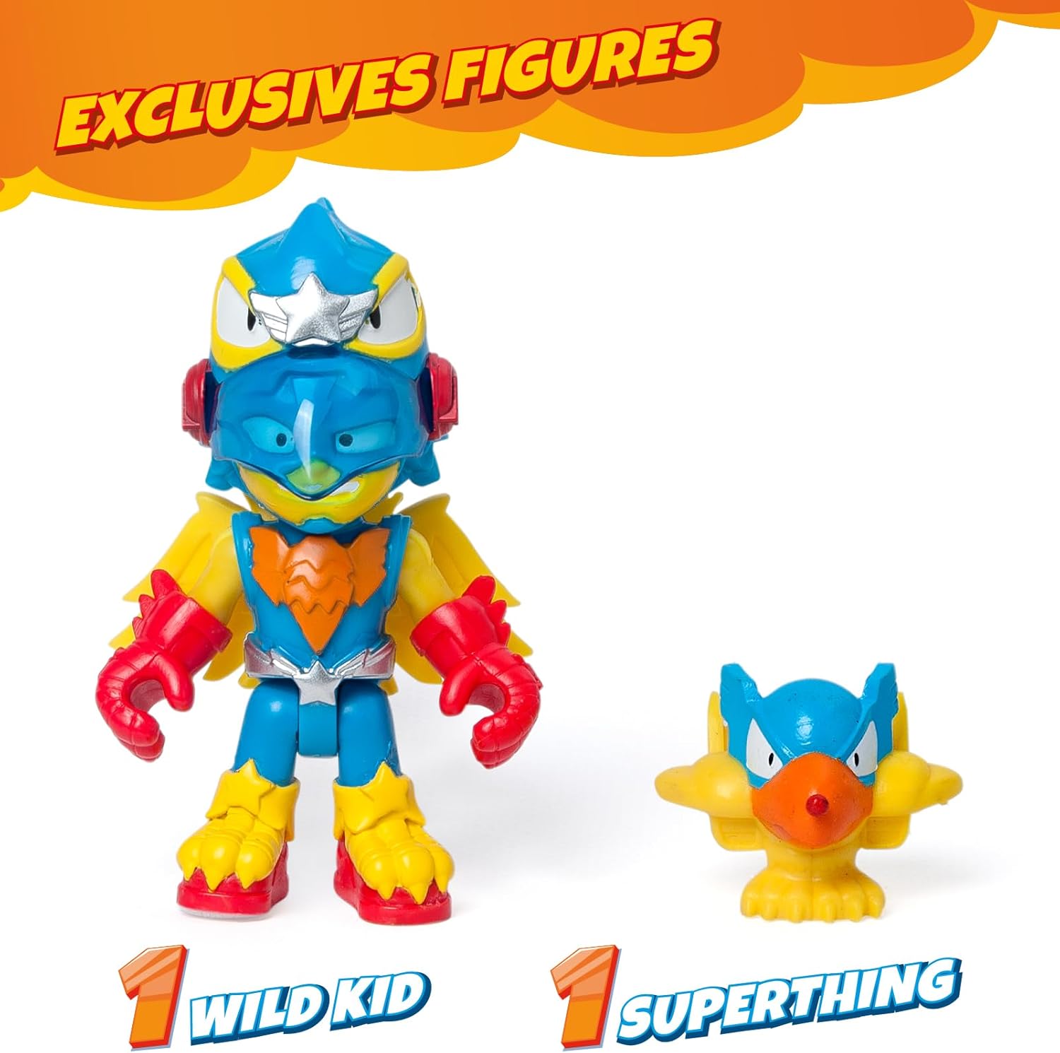 SUPERTHINGS – Wild Eagle, Avión águila de los SuperThings. Incluye 1 Wild Kid y 1 Wild SuperThing héroe exclusivos. Disparador y gatillo para Abrir el Pico del avión águila y capturar a los Villanos