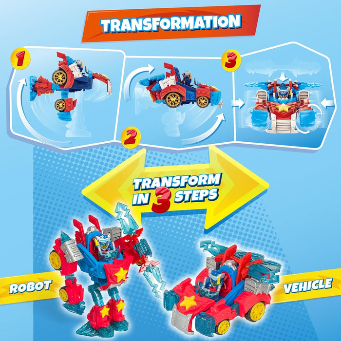 SUPERTHINGS Turbo Warrior Power – Transformable robot hero, the robot transforms into a car, includes 1 Turbo Warrior, 1 accessory and 1 SuperThing