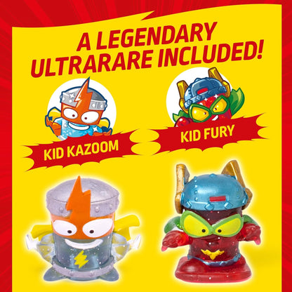 SUPERTHINGS Legends-Power Squad. Superpack of the legendary characters from SuperThings. Includes 6SuperThings, 2 PowerJets, 1 MegaVehicle and 1 ultrarare SuperThing. Contains products from series 1-9