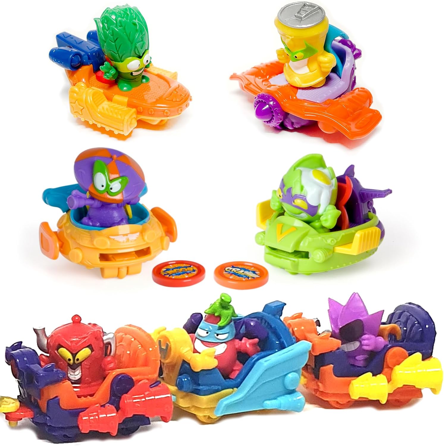 SUPERTHINGS LEGENDS - Super Vehicles 4 Pack. Assorted pack of the most legendary SuperThings characters. Includes 5 SuperThings and 4 vehicles. Contains products from series 1-9