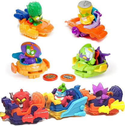 SUPERTHINGS LEGENDS - Super Vehicles 4 Pack. Assorted pack of the most legendary SuperThings characters. Includes 5 SuperThings and 4 vehicles. Contains products from series 1-9