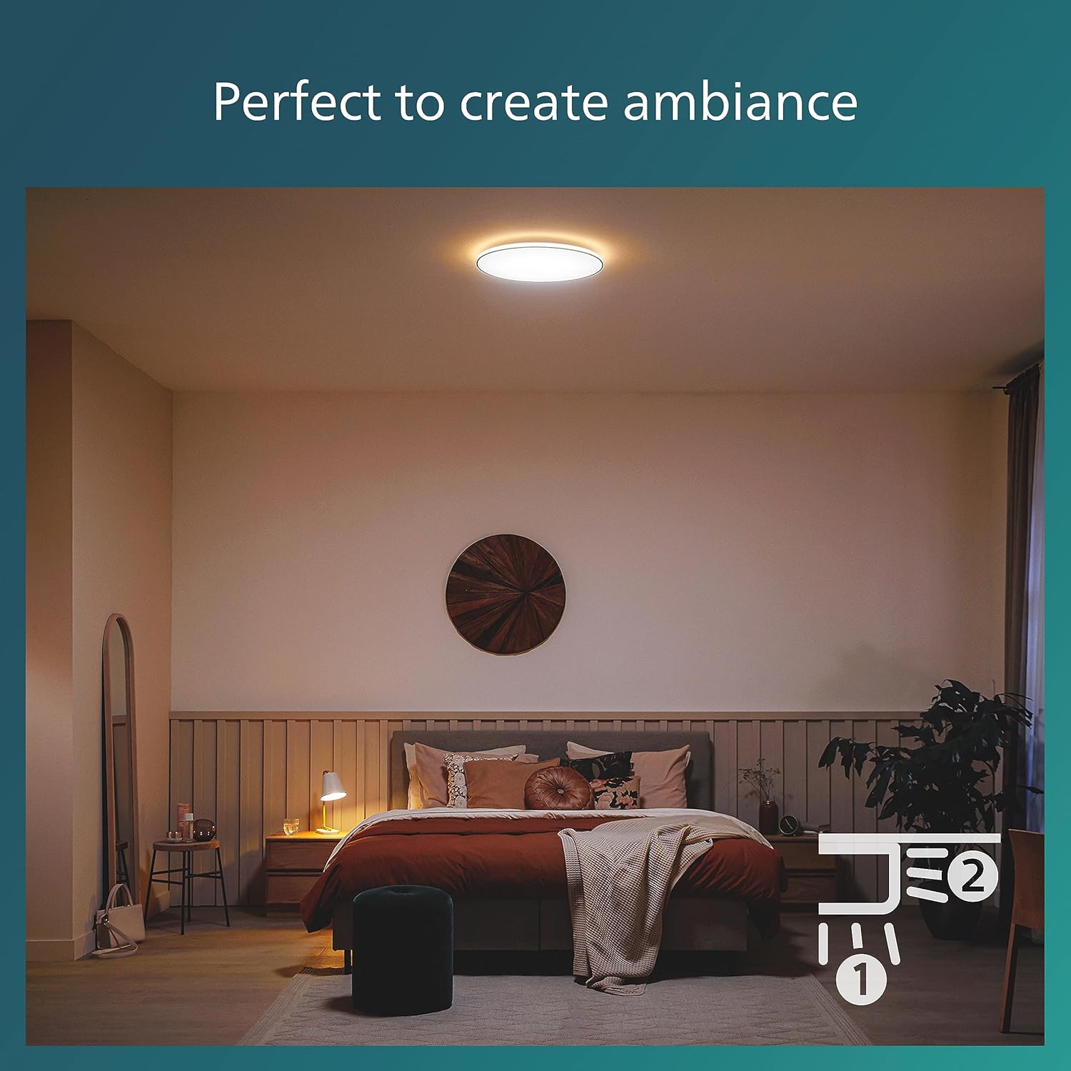 This sleek slim white ceiling light is designed to compliment any ceiling. The clean round lines of the main light are accented wi