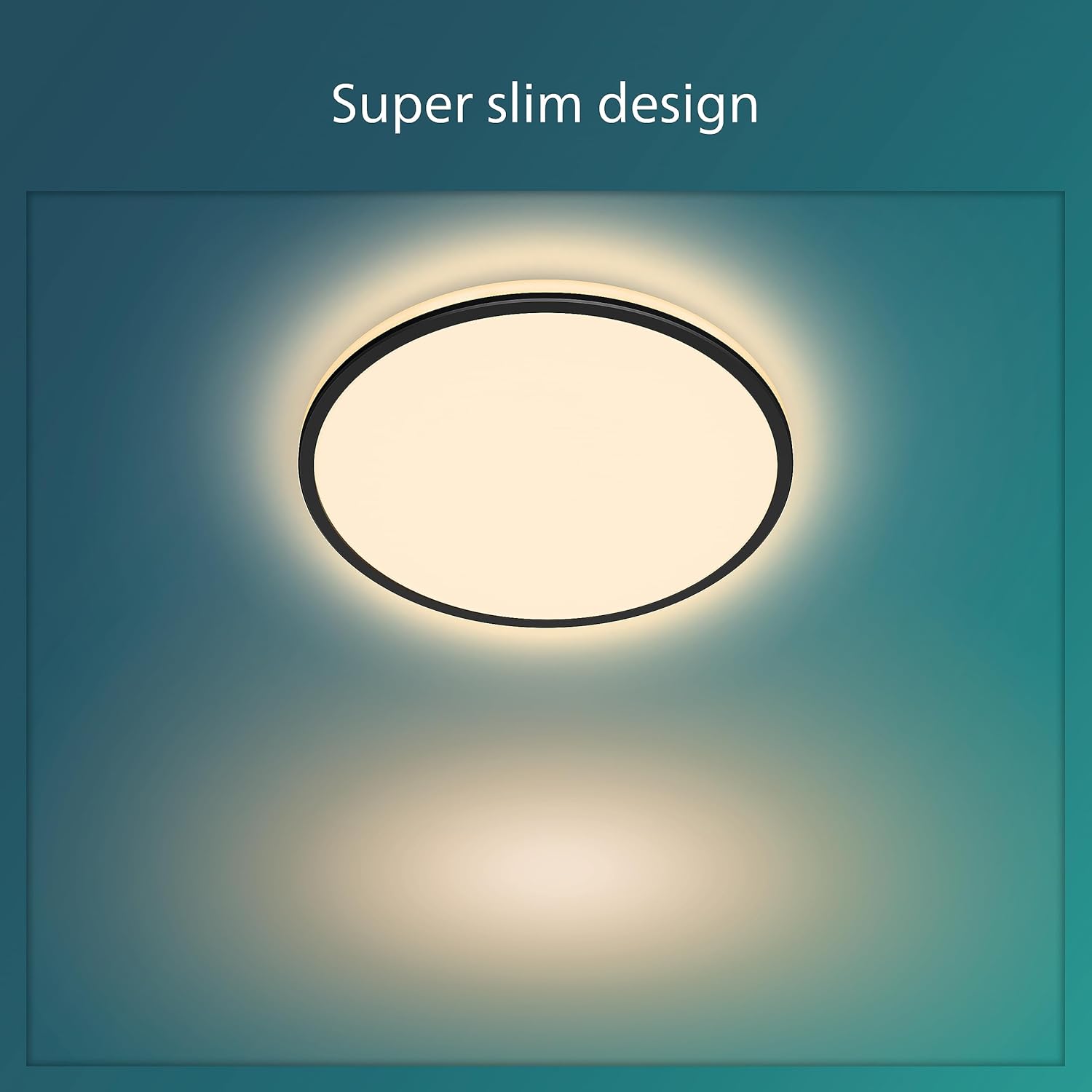 This sleek slim white ceiling light is designed to compliment any ceiling. The clean round lines of the main light are accented wi
