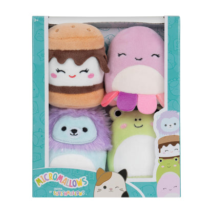 Micromallows Squishmallows Original 4-Pack – Carmelita S'mores, Jeanne Octopus, Luciano Lion, Wendy Frog