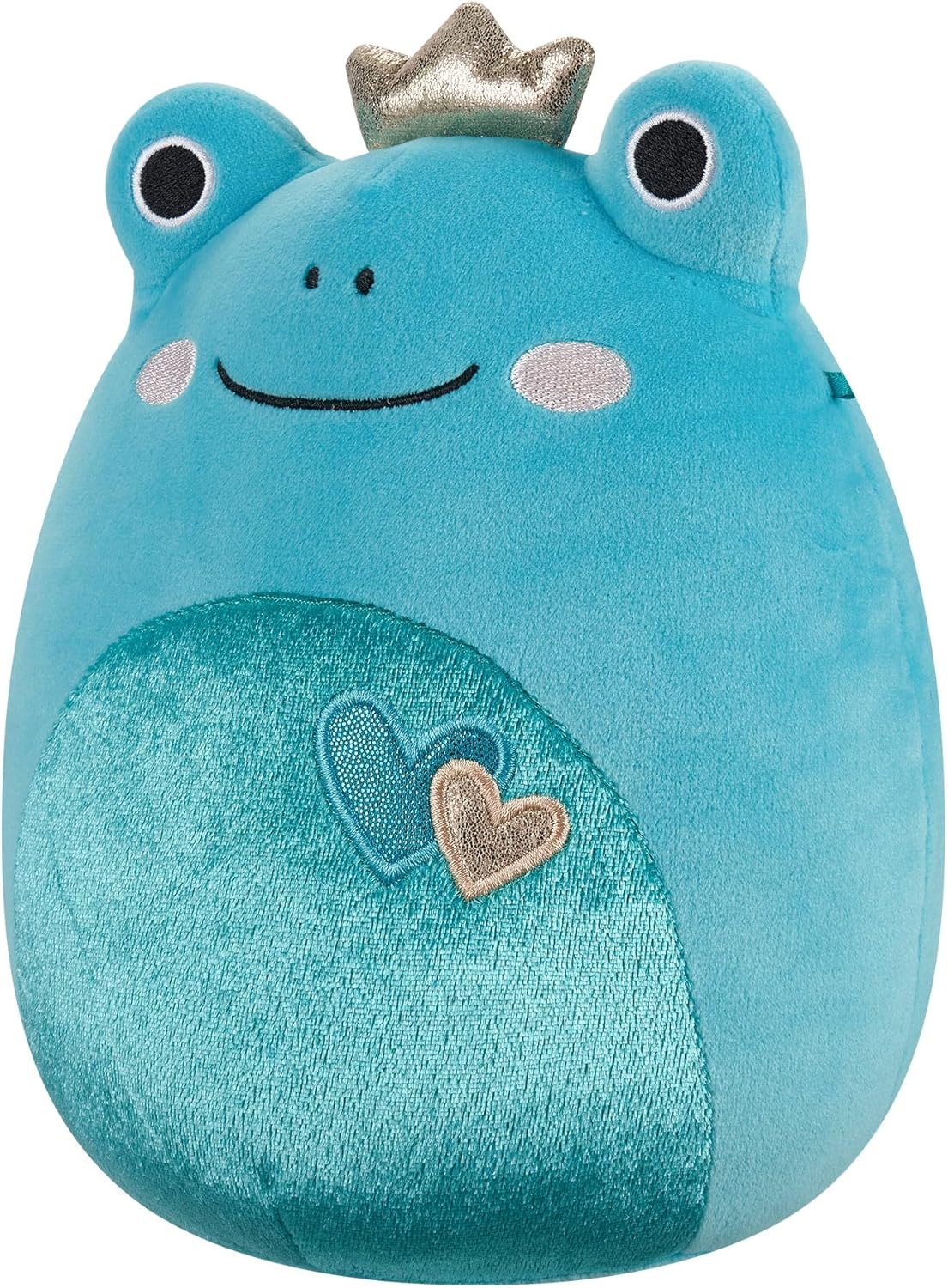 Squishmallows Original 7.5-Inch Ludwig the Teal Frog With Hearts and Crown Valentines Plush