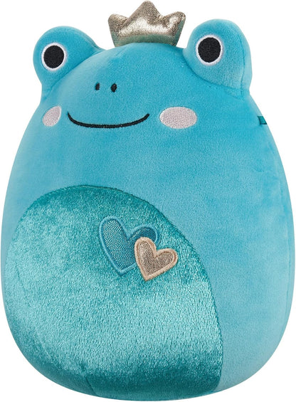Squishmallows Original 7.5-Inch Ludwig the Teal Frog With Hearts and Crown Valentines Plush