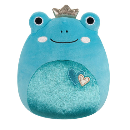 Squishmallows Original 7.5-Inch Ludwig the Teal Frog With Hearts and Crown Valentines Plush