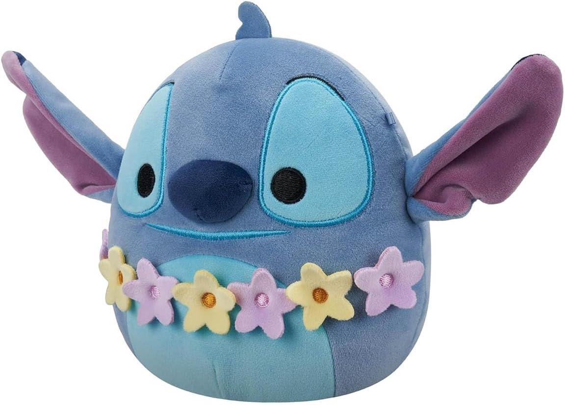 Jazwares Disney Squishmallows 8-Inch Stitch Wearing Lei Plush – Official Little Ultrasoft Stuffed Animal Collectible Disney Plush Toy