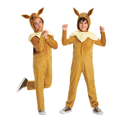 Pokémon Eevee Jumpsuit for Kids, Officially Licensed by Disguise, Eevee Dress Up for Kids, Features Dimensional Hood with Adorable Character Details, Super Soft Material, for 4-6, 7-8, 10-12 years