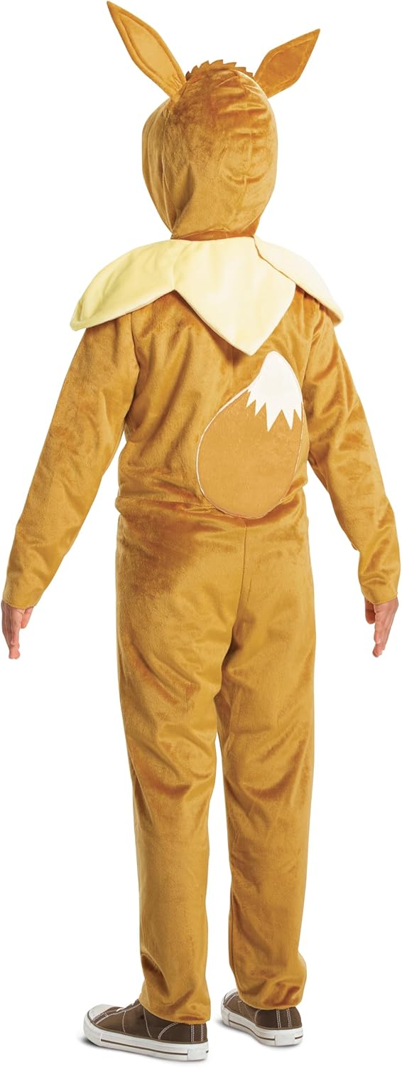 Pokémon Eevee Jumpsuit for Kids, Officially Licensed by Disguise, Eevee Dress Up for Kids, Features Dimensional Hood with Adorable Character Details, Super Soft Material, for 4-6, 7-8, 10-12 years