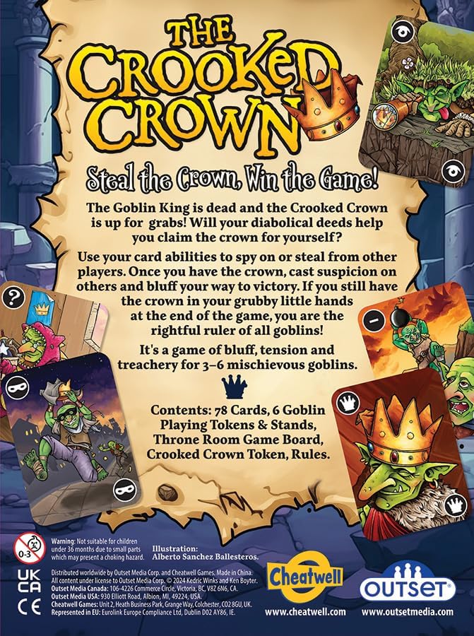 Outset Media The Crooked Crown - Strategy Card Game - Steal The Crown, Win The Game! - for 3 to 6 Players Ages 8 and up