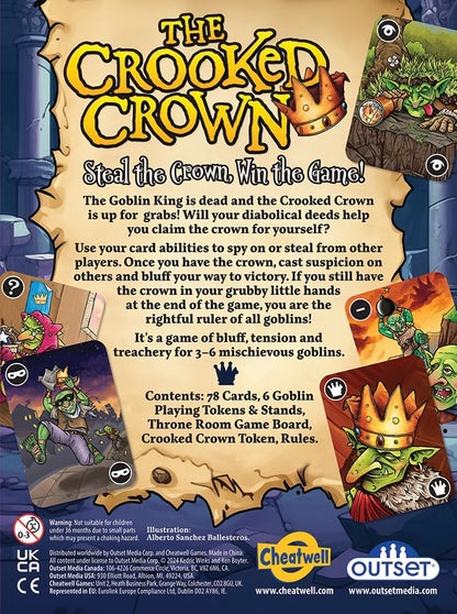 Outset Media The Crooked Crown - Strategy Card Game - Steal The Crown, Win The Game! - for 3 to 6 Players Ages 8 and up