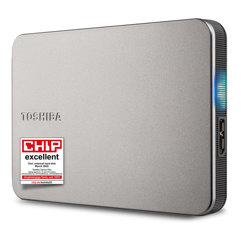 Toshiba Canvio Flex 2TB – Portable 2.5’’ External Hard Drive (HDD) for Mac, Windows PC, Smartphone and Tablet Use, Compatible with Most USB-C and USB-A Devices, Warm Silver (HDTX220ESCAA