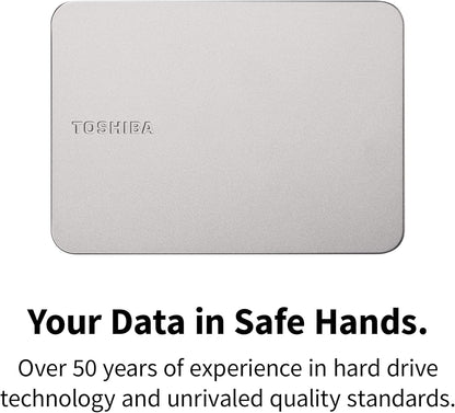 Toshiba Canvio Flex 4TB – Portable 2.5’’ External Hard Drive (HDD) for Mac, Windows PC, Smartphone and Tablet Use, Compatible with Most USB-C and USB-A Devices, Warm Silver (HDTX240ESCCA)