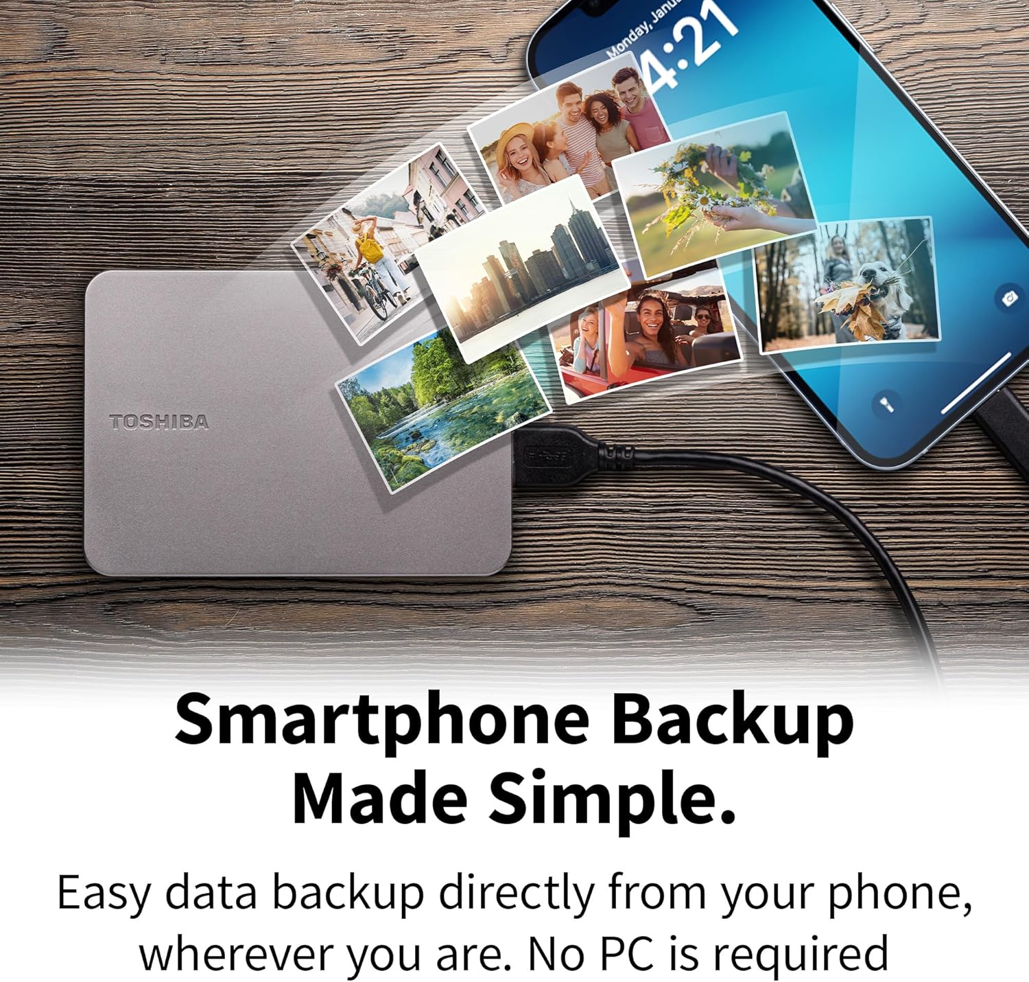 Toshiba Canvio Flex 4TB – Portable 2.5’’ External Hard Drive (HDD) for Mac, Windows PC, Smartphone and Tablet Use, Compatible with Most USB-C and USB-A Devices, Warm Silver (HDTX240ESCCA)