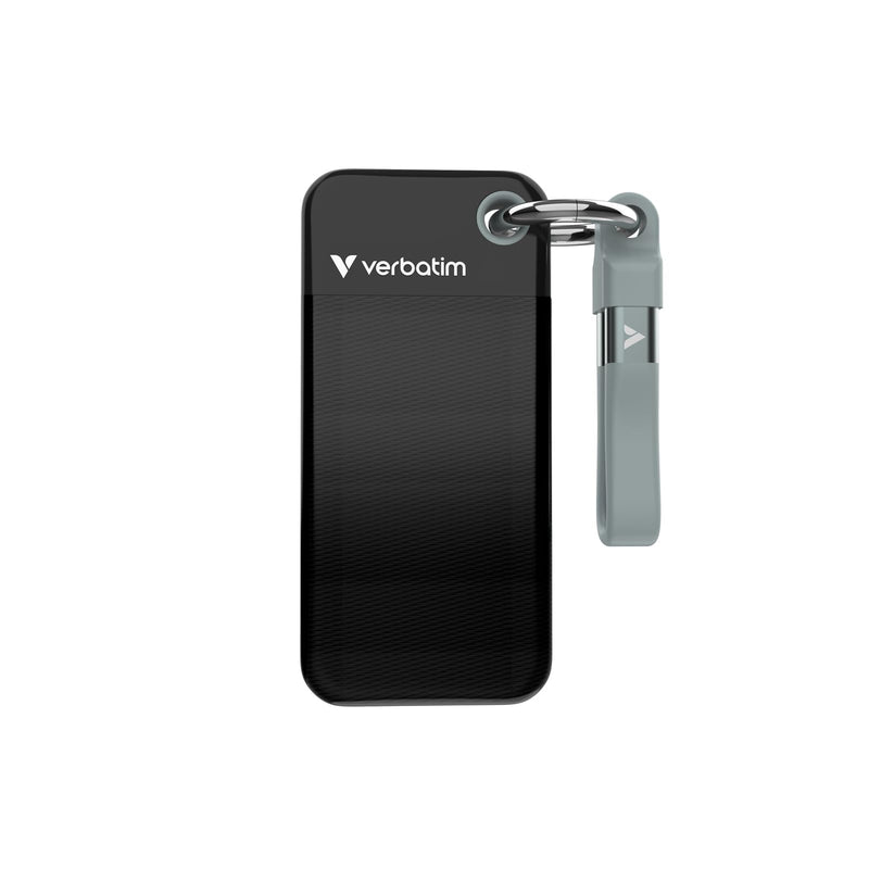 Verbatim Pocket SSD 2 TB, Externe SSD USB 3.2 Gen 2, bis zu 1000 MB/s Lesen & Schreiben, tragbare Festplatte für PC, Mac & Konsole, Schwarz/Grau