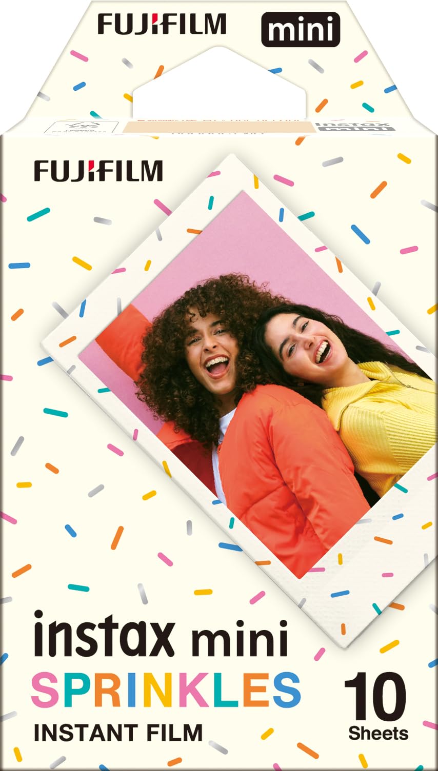 instax instant mini film with SPRINKLES decorative border, 10 shot pack, suitable for all instax mini series cameras and mini LINK smartphone printers