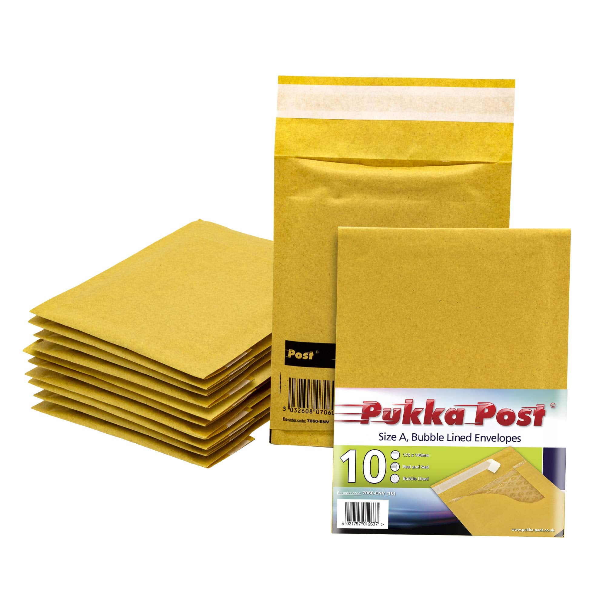 Pukka Post & Packaging Bubble Lined Envelopes Gold Peel and Seal Size A 120mmx175mm (Pack 10)