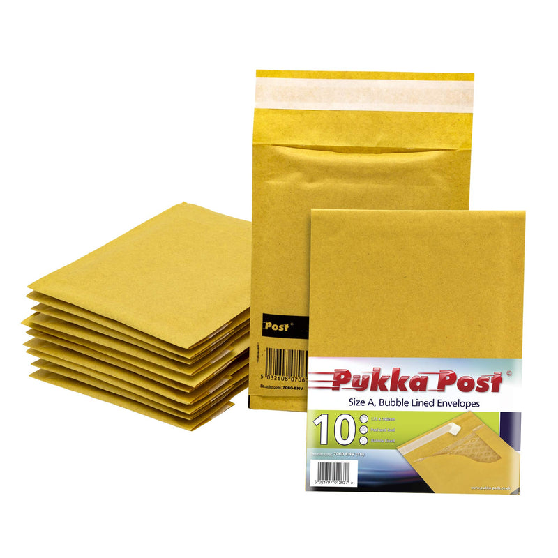 Pukka Post & Packaging Bubble Lined Envelopes Gold Peel and Seal Size A 120mmx175mm (Pack 10)