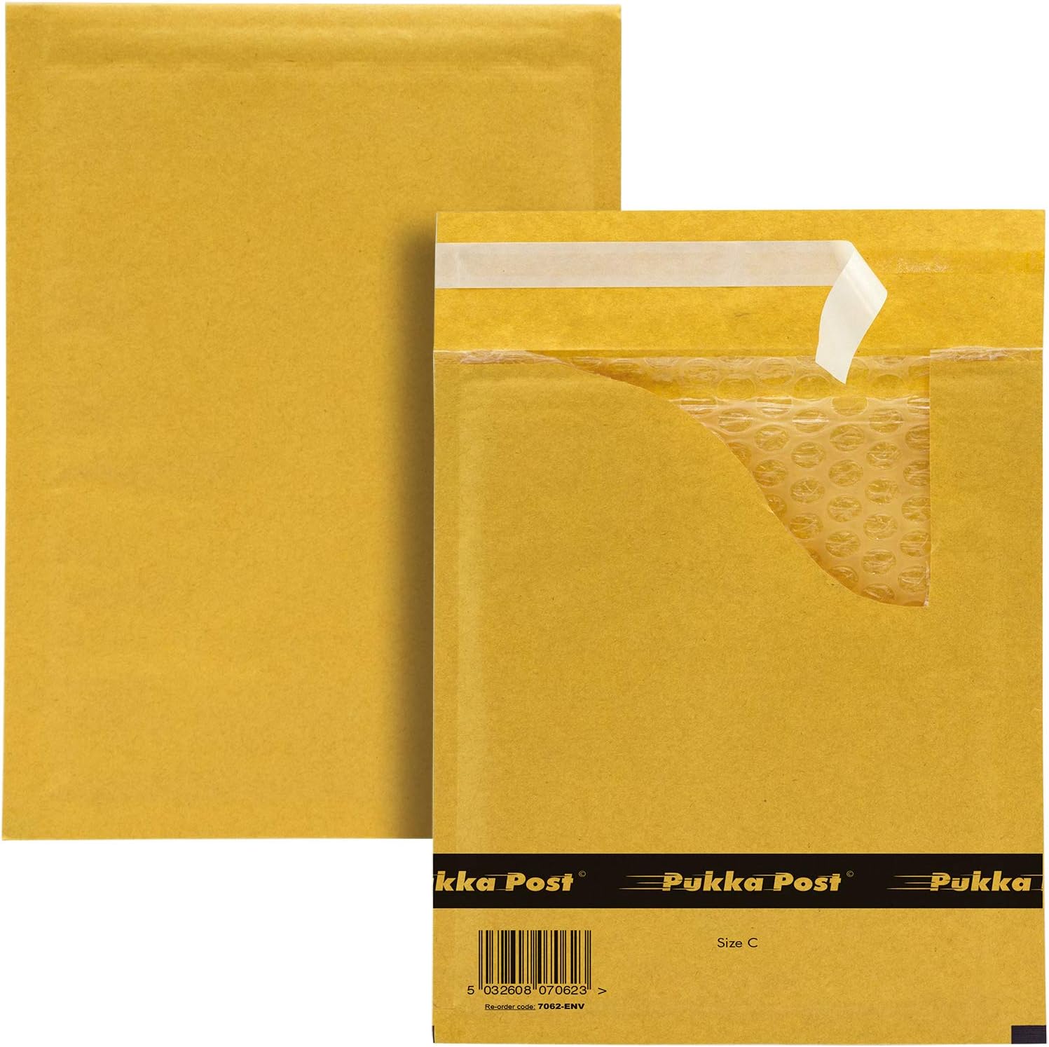 Pukka Post & Packaging Bubble Lined Envelopes - Pack of 10 Self Seal Padded Lightweight Mailers for Safe and Secure Shipping - Impact & Puncture Resistant for Protection - 170 x 225 mm, Size C - Gold