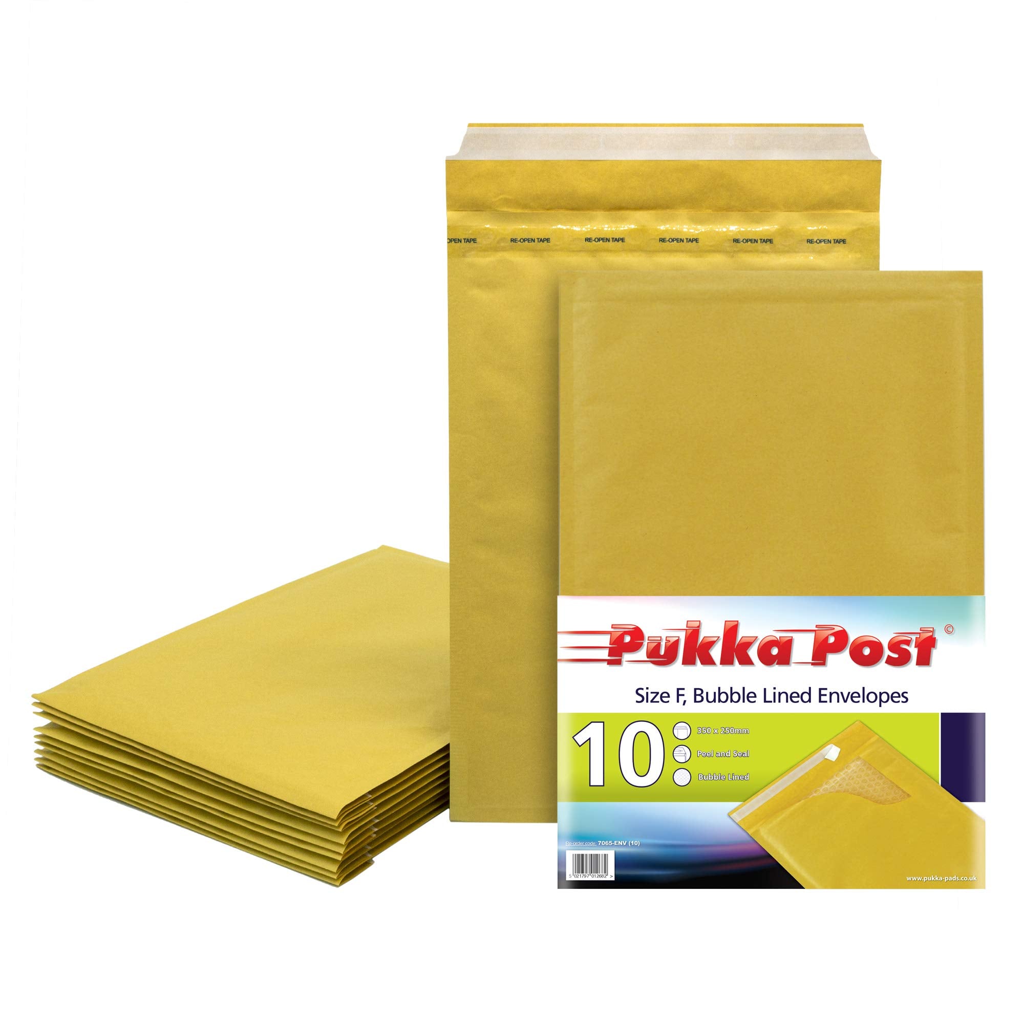 Pukka Post & Packaging Lot de 10 enveloppes à bulles rembourrées auto-adhésives légères pour une expédition sûre et sécurisée Résistant aux chocs et aux perforations 250 x 345 mm Taille F Doré