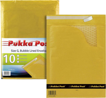 Pukka Post & Packaging Bubble Lined Envelopes - Pack of 10 Self Seal Padded Lightweight Mailers for Safe and Secure Shipping - Impact & Puncture Resistant for Protection - 260 x 345 mm, Size G - Gold