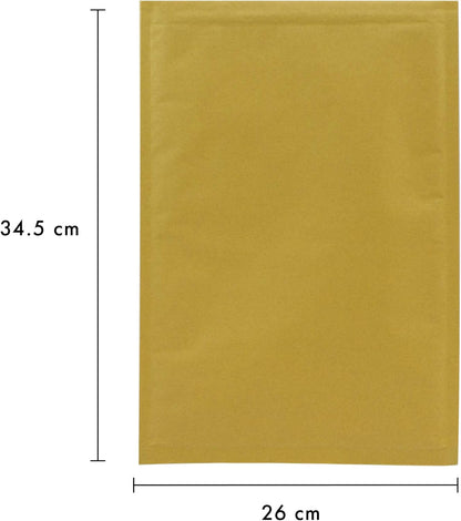 Pukka Post & Packaging Bubble Lined Envelopes - Pack of 10 Self Seal Padded Lightweight Mailers for Safe and Secure Shipping - Impact & Puncture Resistant for Protection - 260 x 345 mm, Size G - Gold