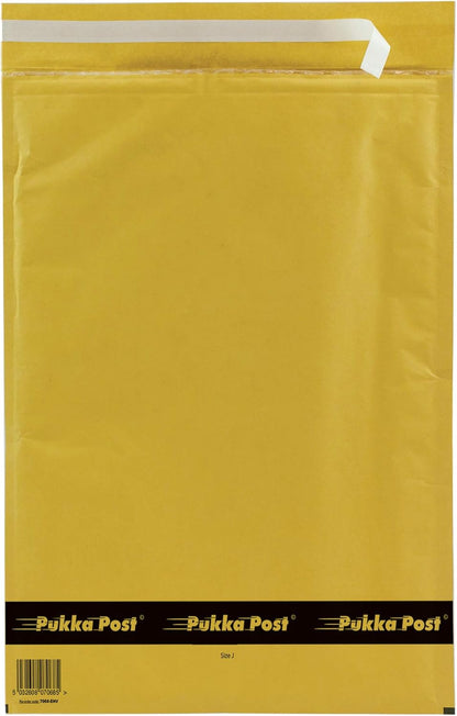 Pukka Post & Packaging Bubble Lined Envelopes - Pack of 10 Self Seal Padded Lightweight Mailers for Safe and Secure Shipping - Impact & Puncture Resistant for Protection - 320 x 445 mm, Size J - Gold