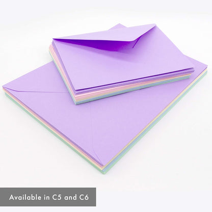 Pukka Pad, Pukka Post & Packaging Gummed Envelopes - Pack of 25, Ready-to-Seal, Durable 100GSM Postal Envelopes for Letters, Invitations, and Other Mail - 229 x 162 mm, Size C5, Pastels