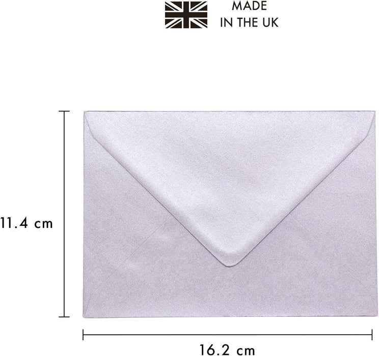 Pukka Pad, Pukka Post & Packaging Gummed Envelopes - Pack of 25, Ready-to-Seal, Durable 100GSM Postal Envelopes for Letters, Invitations, and Other Mail - 114 x 162mm, Size C6, Silver