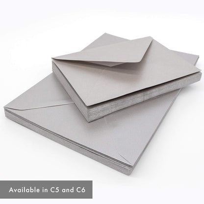 Pukka Pad, Pukka Post & Packaging Gummed Envelopes - Pack of 25, Ready-to-Seal, Durable 100GSM Postal Envelopes for Letters, Invitations, and Other Mail - 114 x 162mm, Size C6, Silver