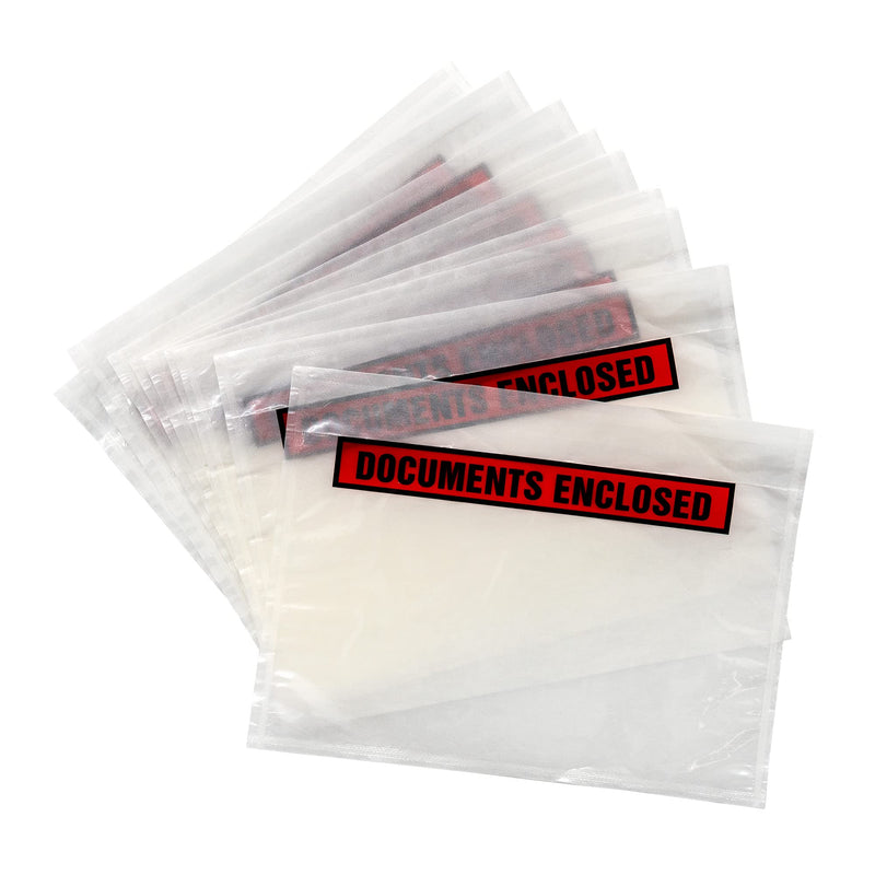 Pukka Pad A6 Documents Enclosed Printed Wallets 10 Pack - Transparent Document Envelopes for Packing Slips and Shipment Information on Parcels - Strong, Tamper-Proof Polythene - 175mm x 132mm