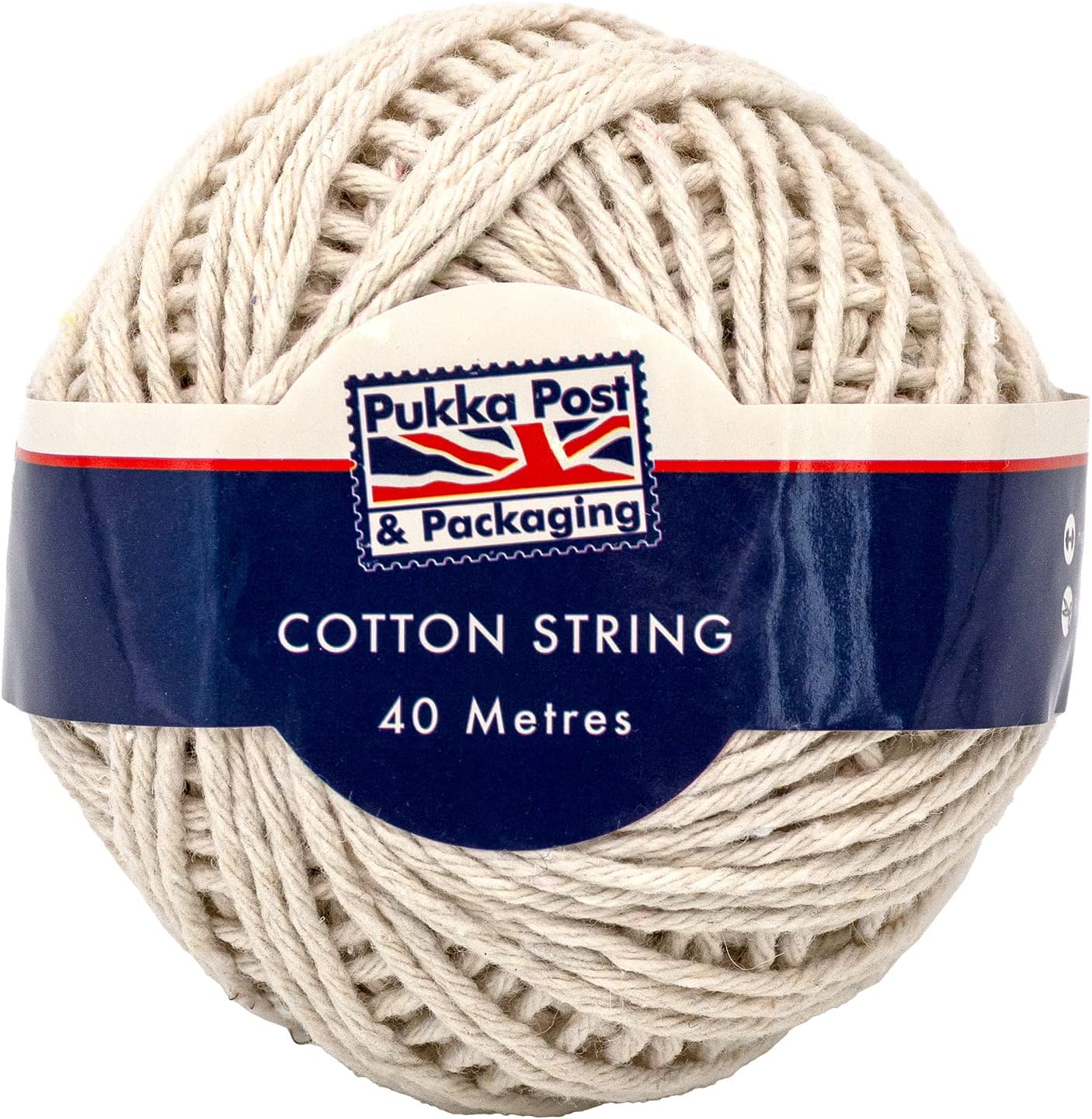 Pukka Pad, Pukka Post and Packaging - Bola de hilo de algodón para embalaje, manualidades y bricolaje, paquete de 4 bolas de 40 m cada una, sin plástico, embalaje totalmente reciclable