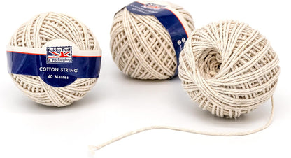 Pukka Pad, Pukka Post and Packaging - Bola de hilo de algodón para embalaje, manualidades y bricolaje, paquete de 4 bolas de 40 m cada una, sin plástico, embalaje totalmente reciclable